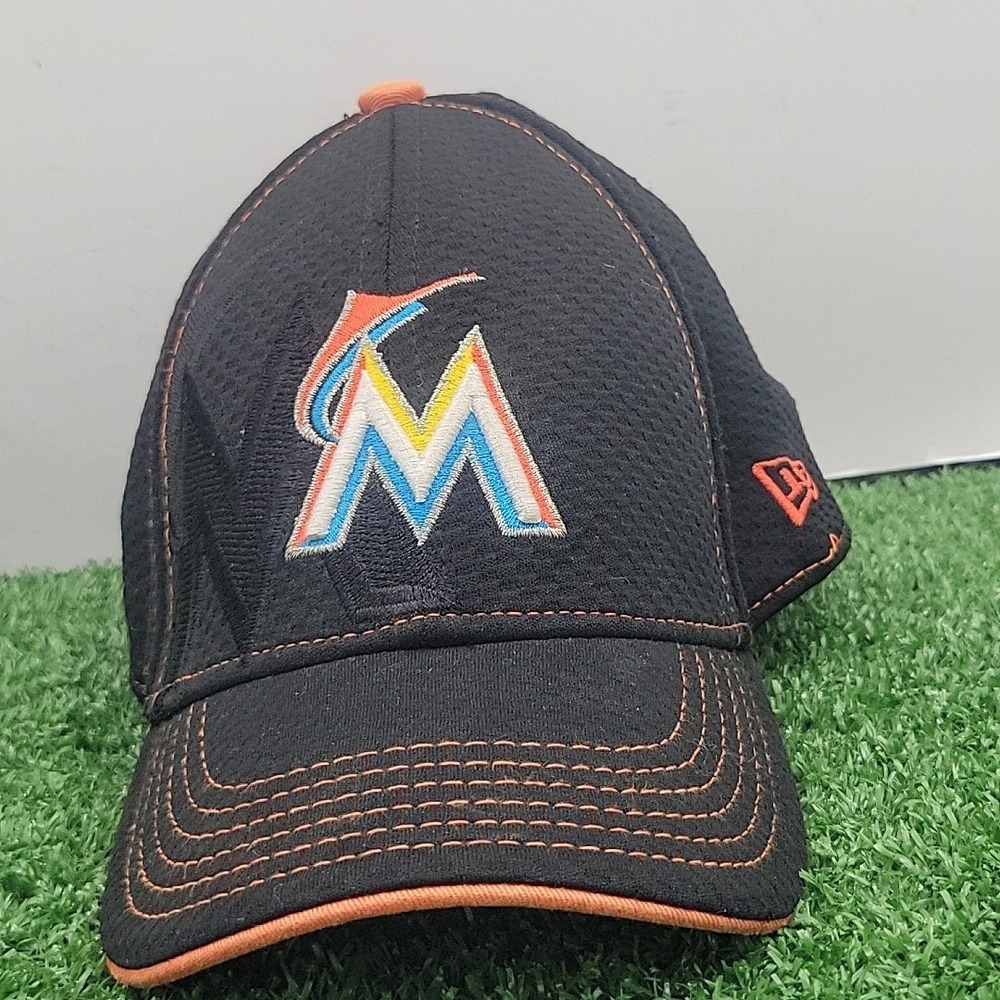New Era Miami Marlins MLB Child Youth Baseball Hat Cap Black Stretch 39 THIRTY